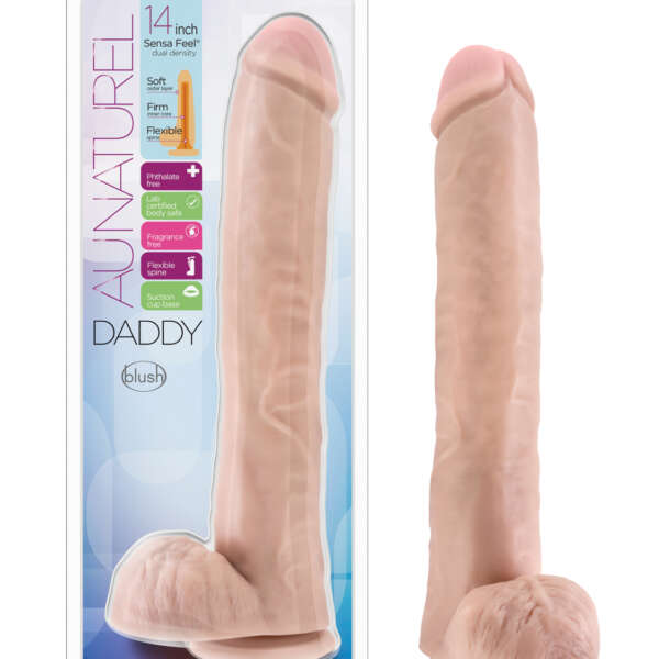 Blush Au Naturel Daddy 14" Sensa Feel Dual Density Dildo - Vanilla