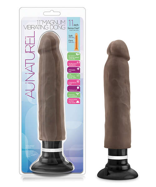Blush Au Naturel 11" Sensa Feel Magnum Vibrating Dong - Chocolate