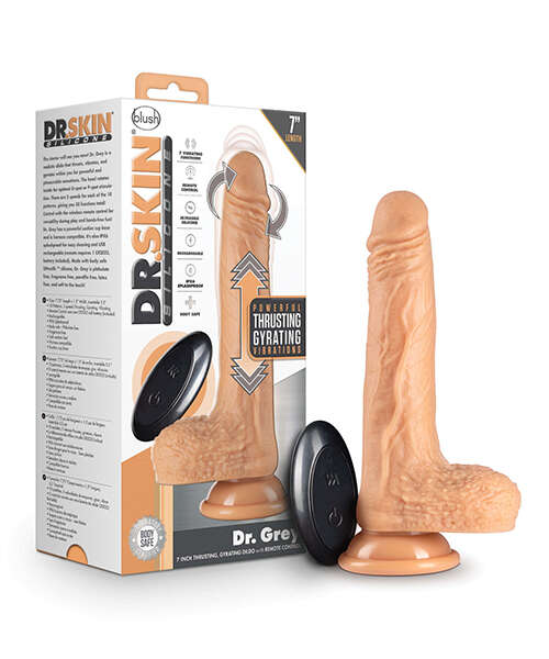Blush Dr. Skin Silicone Dr. Grey 7" Thrusting Dildo - Vanilla