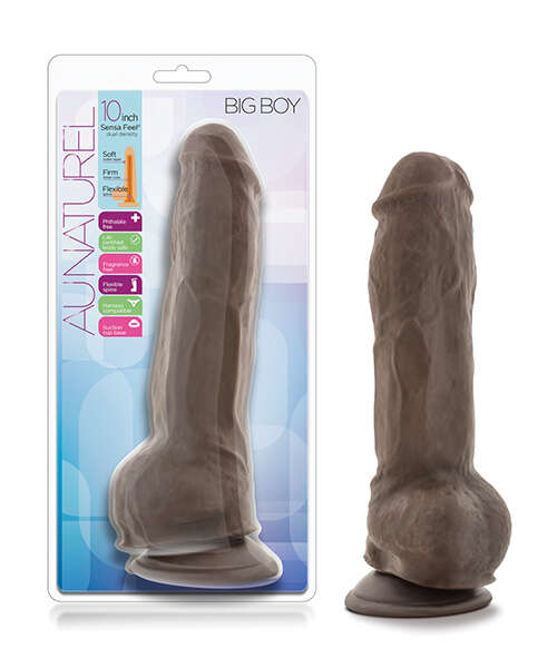 Blush Au Naturel 10" Big Boy Realistic Dildo w/Balls - Chocolate