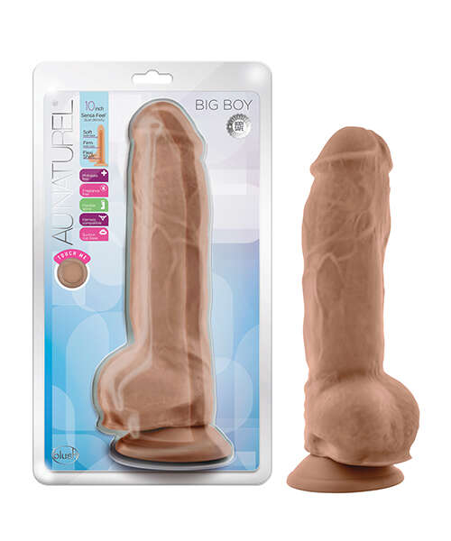 Blush Au Natural 10" Big Boy Realistic Dildo w/Balls - Mocha