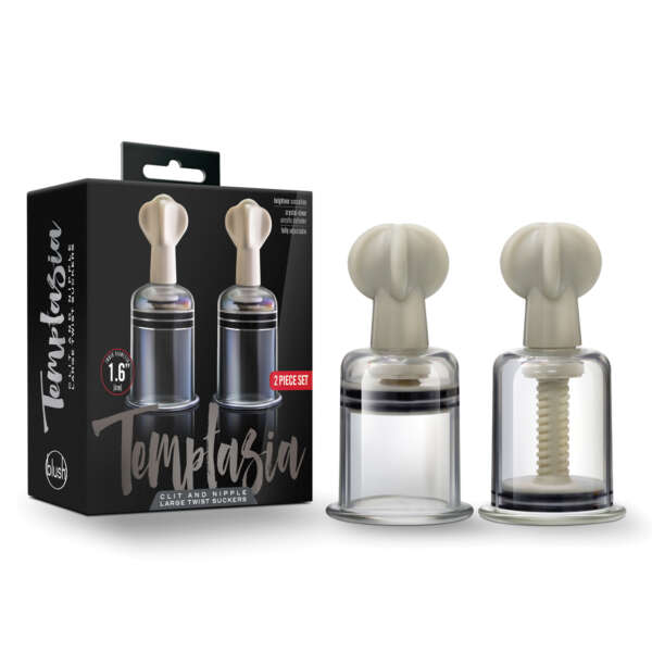 Blush Temptasia Clit & Nipple Large Twist Suckers - Clear Set of 2