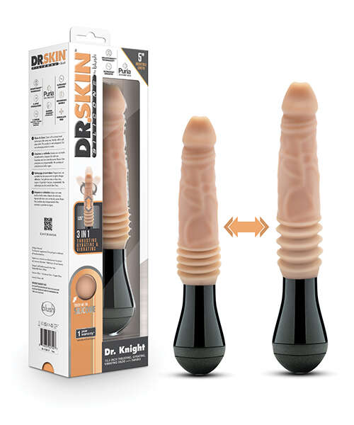 Blush Dr. Skin Silicone Dr. Knight Thrusting Gyrating Vibrating Dildo - Beige