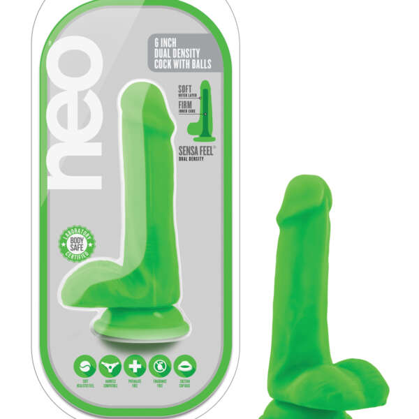 Blush Neo Dual Density 6" Cock - Neon Green
