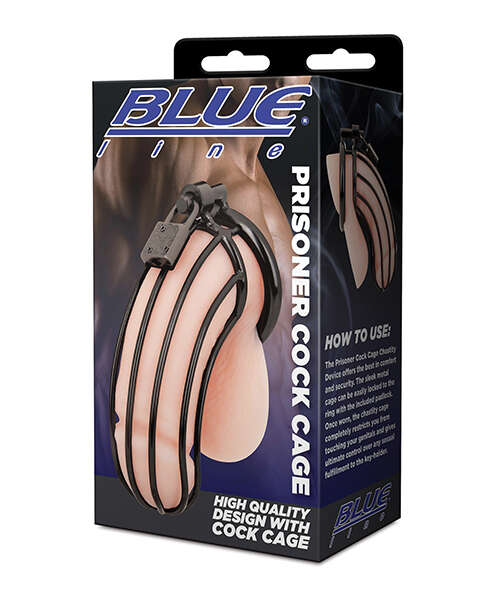 Blue Line Prisoner Cock Cage - Black