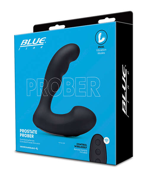 Blue Line Vibrating Prostate Prober w/Remote - Black
