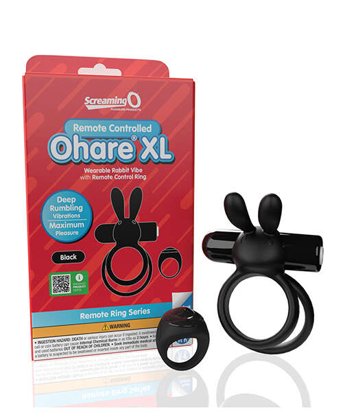Screaming O Ohare Remote Controlled Vibrating Ring - XL Black