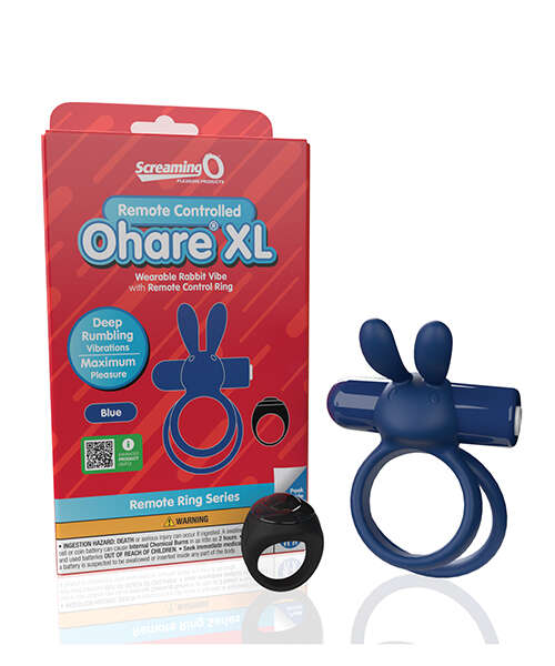 Screaming O Ohare Remote Controlled Vibrating Ring - XL Blue