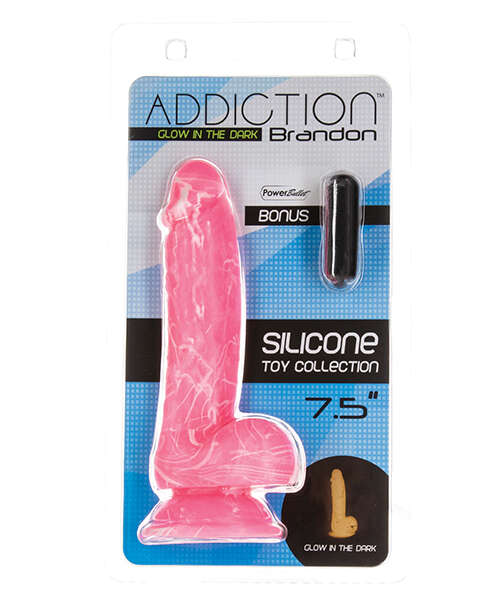 Addiction Brandon 7.5" Glow in the Dark Dildo - Pink