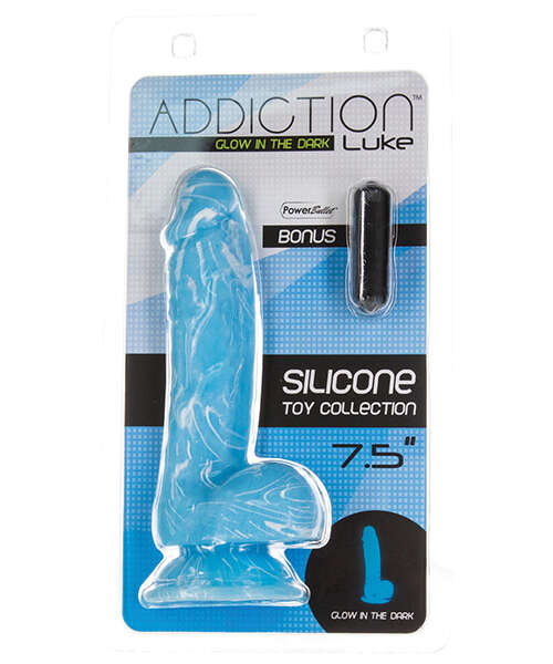 Addiction Luke Glow in the Dark 7.5" Dildo - Blue
