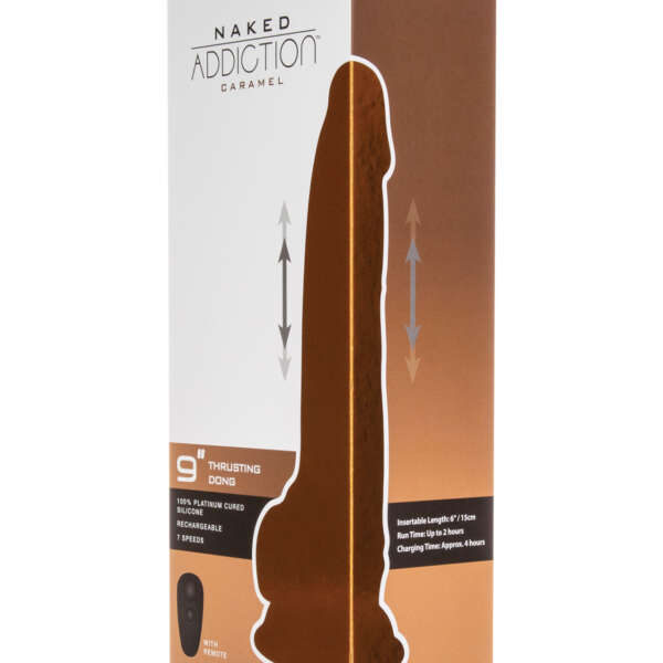 Naked Addiction 9" Thrusting Dong w/Remote - Caramel