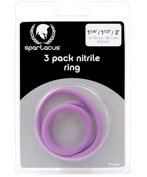 Spartacus Nitrile Cock Ring Set - Purple Pack of 3