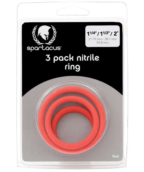 Spartacus Nitrile Cock Ring Set - Red Pack of 3