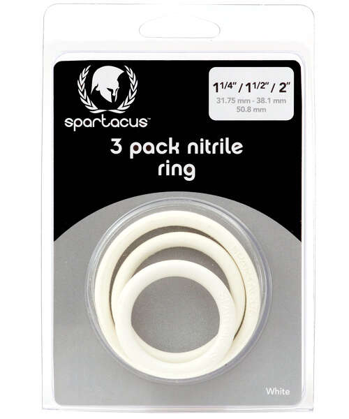 Spartacus Nitrile Cock Ring Set - White Pack of 3