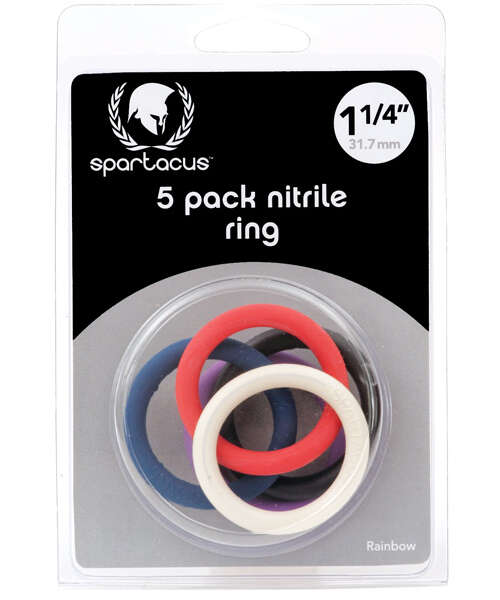 Spartacus 1.25" Nitrile Cock Ring Set - Asst. Colors Pack of 5