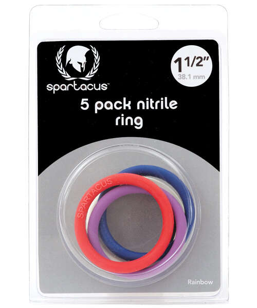 Spartacus 1.5" Nitrile Cock Ring Set - Asst. Colors Pack of 5