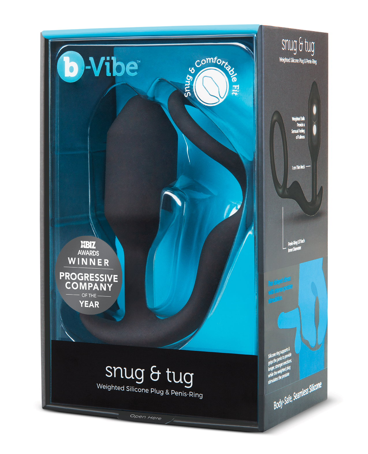 b-Vibe Snug & Tug Weighted Silicone & Penis Ring - 128 g Black