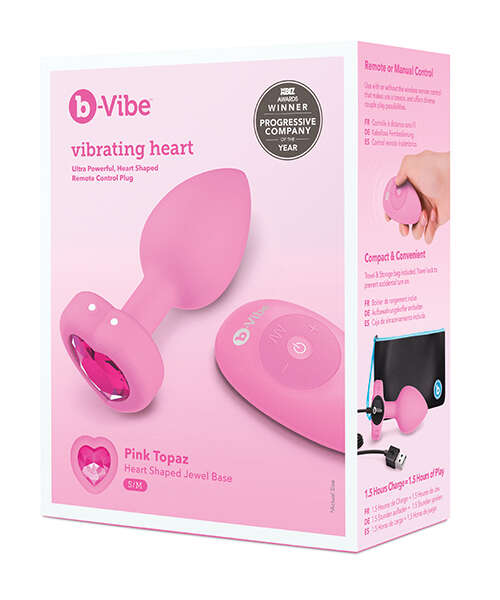 b-Vibe Vibrating Heart Plug S/M - Pink