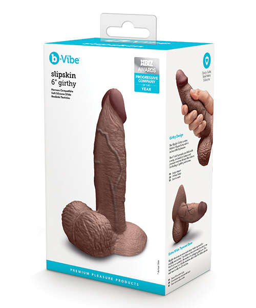 b-Vibe Slipskin 6" Girthy - Brown