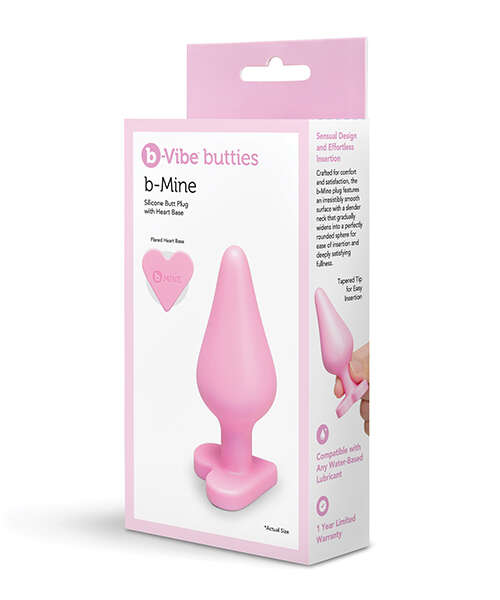 B-Mine Butties - Silicone Butt Plug with Heart Base - Pink