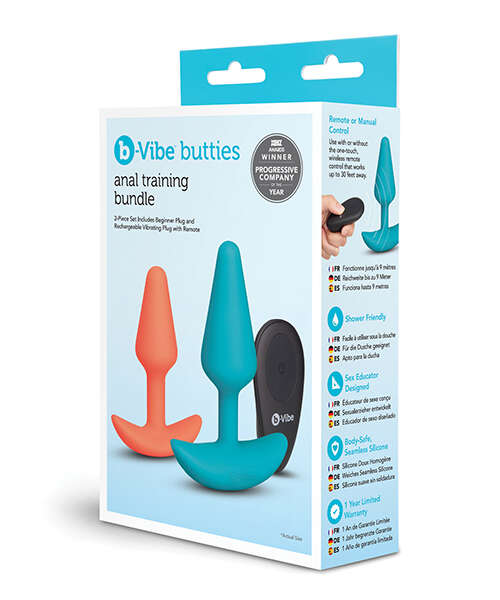 Anal Training Bundle 2-Piece Set Includes Beginner Plug & Rechargeable Vibrating Plug w/Remote