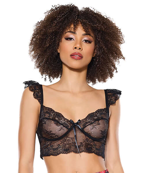 Scallop Stretch Lace Soft Cup Bralette - Black O/S