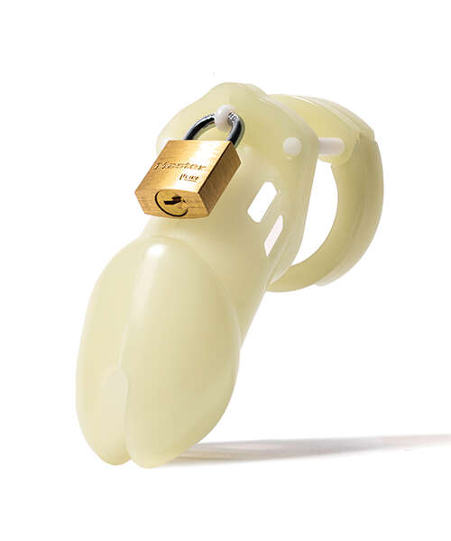 CB-6000 3 1/4" Cock Cage & Lock Set - Glow in the Dark