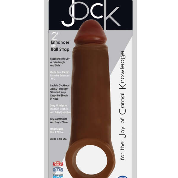 Curve Toys Jock Enhancer 2" Extender w/Ball Strap - Chocolate