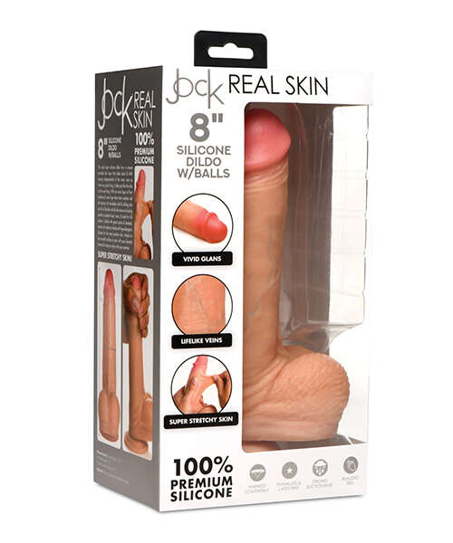 Curve Toys Jock Real Skin Silicone 8" Dildo w/Balls