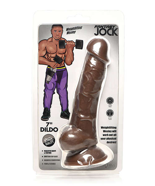 Curve Toys Fantasy Jock Weightlifting Wesley 7" Dildo w/Balls - Dark