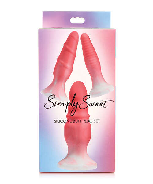 Curve Toys Simply Sweet Silicone Butt Plug Set - Pink