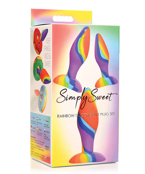 Curve Toys Simply Sweet Rainbow Silicone Butt Plug Set