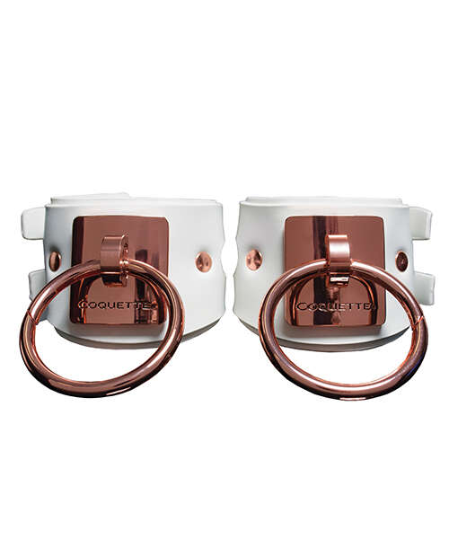 Pleasure Collection Adjustable Handcuffs - White/Rose Gold