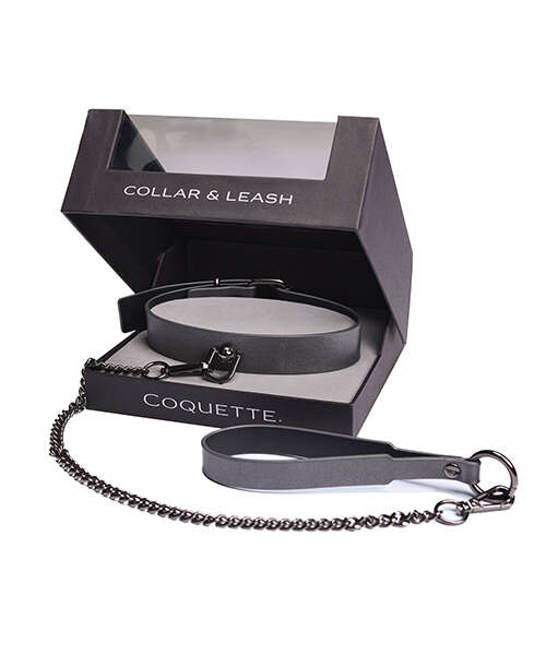 Pleasure Collection Gunmetal Glam Collar & Leash w/Removable Chain