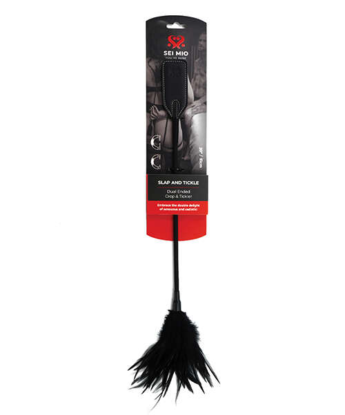 Sei Mio Slap & Tickle Dual Ended Crop & Tickler - Black