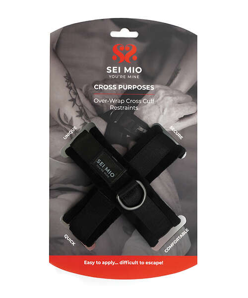 Sei Mio Cross Purposes Unique Over-Wrap Cross Cuff Restraints - Black