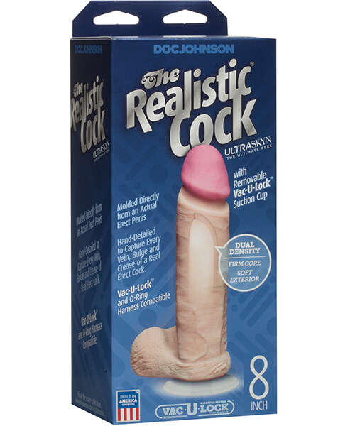 Realistic 8" ULTRASKYN Cock w/Balls - White