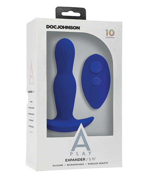 A Play Expander Rechargeable Silicone Anal Plug w/Remote - Royal Blue