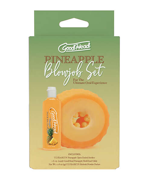 GoodHead Pineapple Blowjob Set Includes Stroker & Slick Head Glide - 1 oz Bottle Pineapple