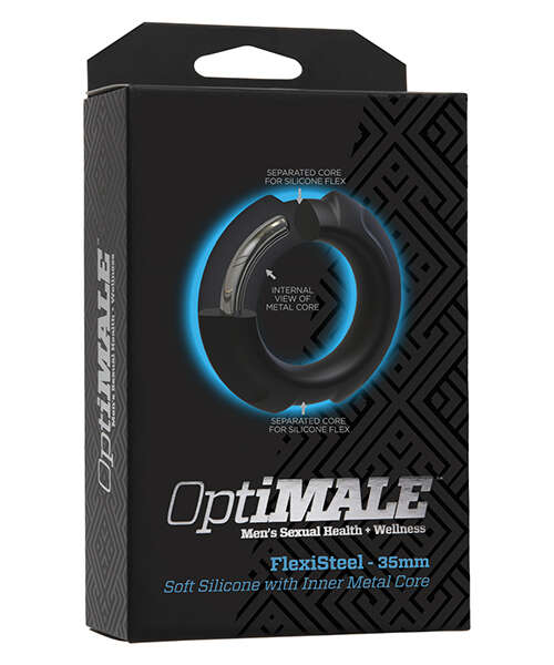OptiMale FlexiSteel Cock Ring - 35 mm Black