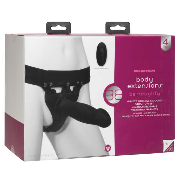 Body Extensions Be Naughty Vibrating 4 Piece Strap On Set