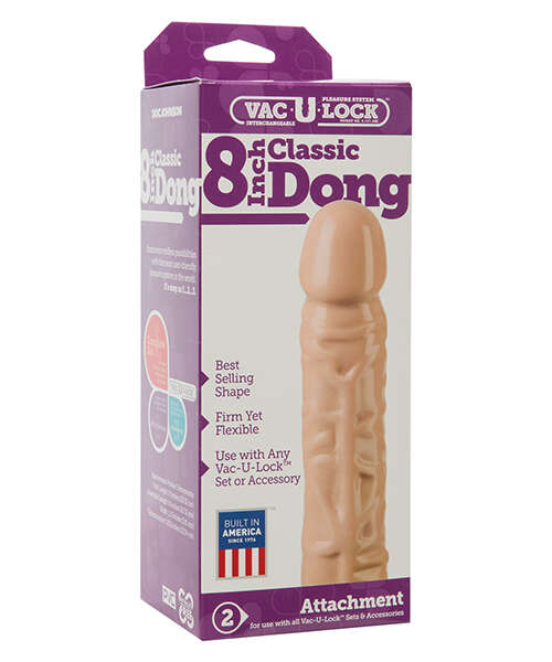 Vac-U-Lock 8" Classic Dong - White
