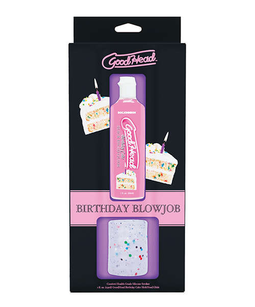 GoodHead Birthday Cake Blowjob Set Includes Stroker & Slick Head Glide - 1 oz Bottle Birthday Cake