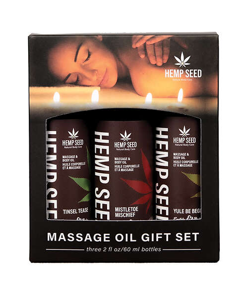 Earthly Body 2025 Holiday Massage Oil Gift Set - 2 oz Asst. Scents Box of 3