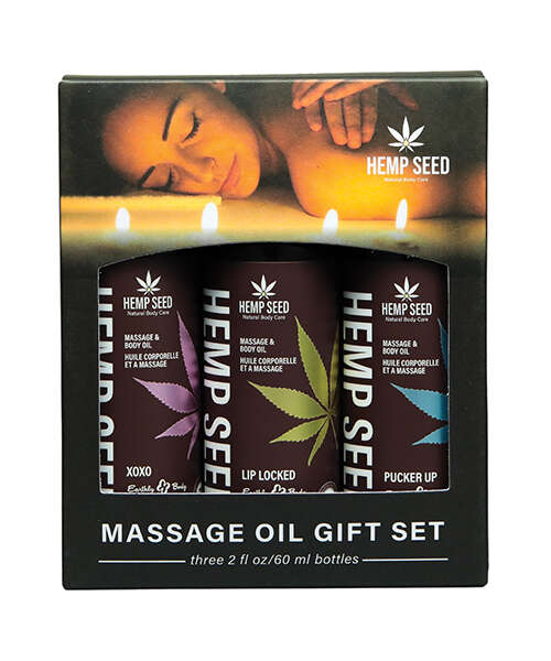 Earthly Body 2026 Valentines Massage Oil Gift Set - 2 oz Asst. Scents Box of 3