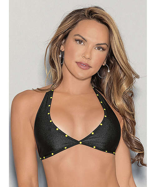 Glow Stones Black Light Dancewear Tri Bra Black O/S