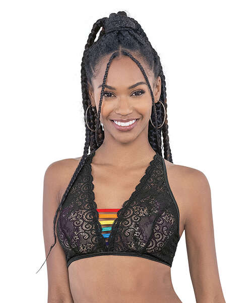Pride Lace Rainbow Strappy Top Black O/S