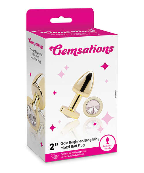 Gemsations 2" Beginners Bling Bling Metal Butt Plug - Gold