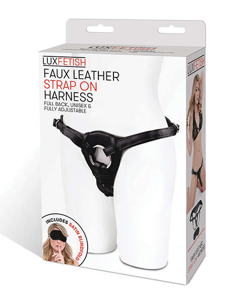 Lux Fetish Patent Leather Strap On Harness - Black