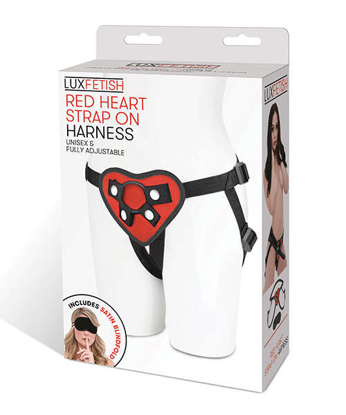 Lux Fetish Red Heart Strap On Harness Set